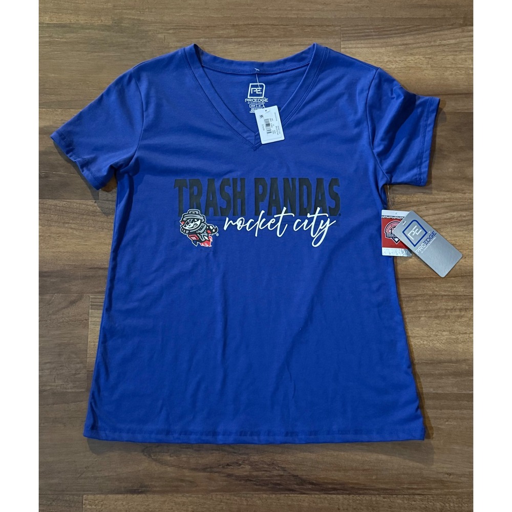 Rocket City Trash Pandas MiLB ProEdge Blue V-Neck Performance T-Shirt Womens S